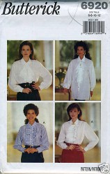 6920 Butterick EZ RUFFLE FLOUNCE LS LOOSE SHIRT , BLOUSE PATTERN 6-12 or 14-18 choice uncut